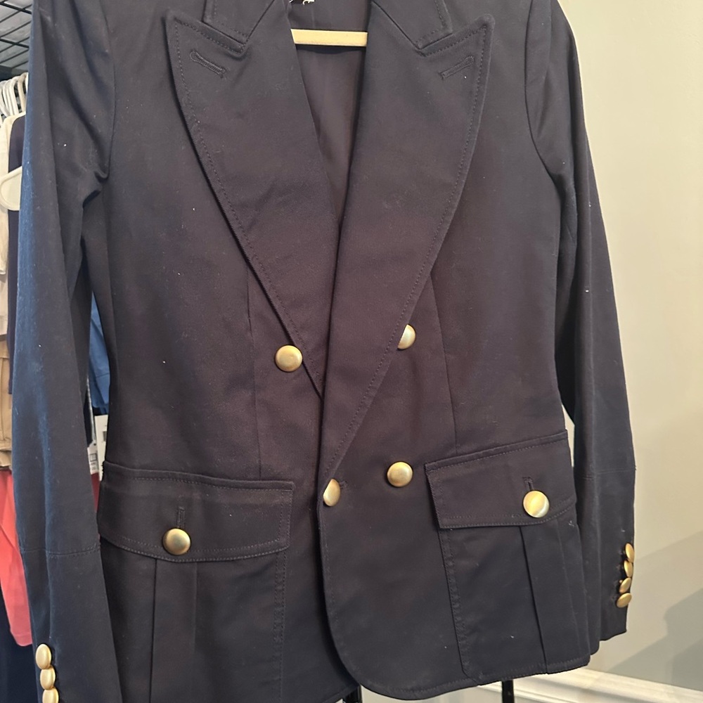 Club Monaco Blue and Gold Military-Inspired Blazer